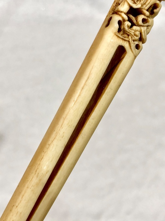 Antique Chinese Ming Dynasty Carved Bone Hairpin Ornament Wedding Accessory main image 12